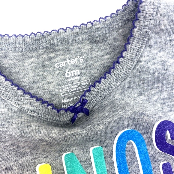 Carter's Baby Pajams Size 6m Girls Sleepwear 2pc Set Top Pants Dinos Glitter - Picture 4 of 7